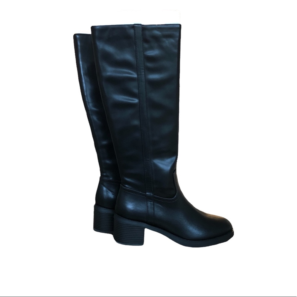 Ann Taylor Loft Black Faux Leather Knee High Riding Boot (10)
